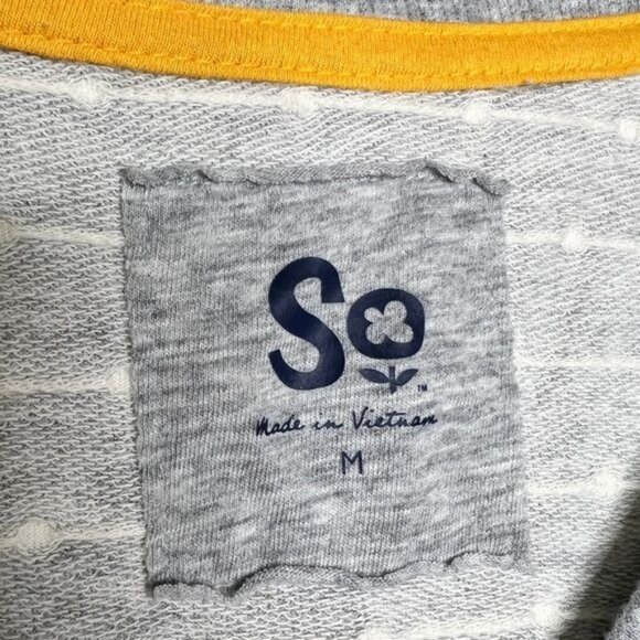 SO Women's Long Sleeve Polka Dot Sweater Gray White Size Medium - Picture 5 of 11